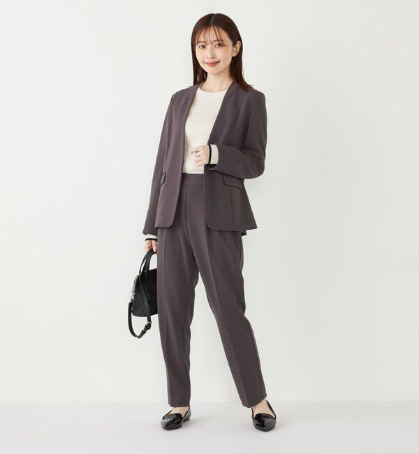 SHIPS Colors 「SHIPS Colors:ストレッチ ジョーゼット Vカラー ジャケット2(セットアップ対応可能)◇」|ノーカラージャケット|