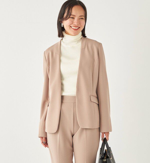 SHIPS Colors 「SHIPS Colors:ストレッチ ジョーゼット Vカラー ジャケット2(セットアップ対応可能)◇」|ノーカラージャケット|