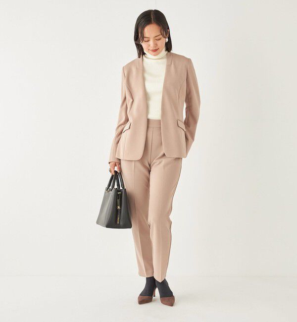 SHIPS Colors 「SHIPS Colors:ストレッチ ジョーゼット Vカラー ジャケット2(セットアップ対応可能)◇」|ノーカラージャケット|