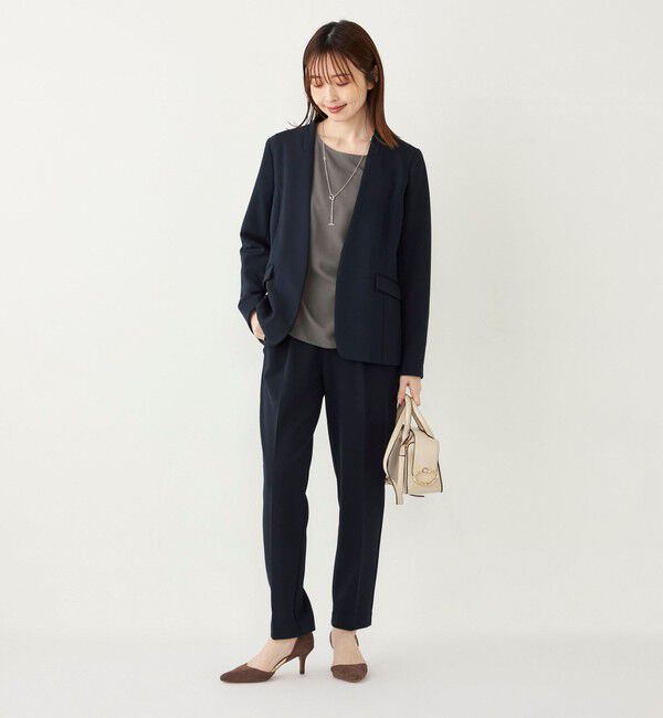 SHIPS Colors 「SHIPS Colors:ストレッチ ジョーゼット Vカラー ジャケット2(セットアップ対応可能)◇」|ノーカラージャケット|