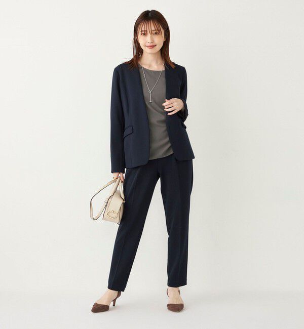 SHIPS Colors 「SHIPS Colors:ストレッチ ジョーゼット Vカラー ジャケット2(セットアップ対応可能)◇」|ノーカラージャケット|