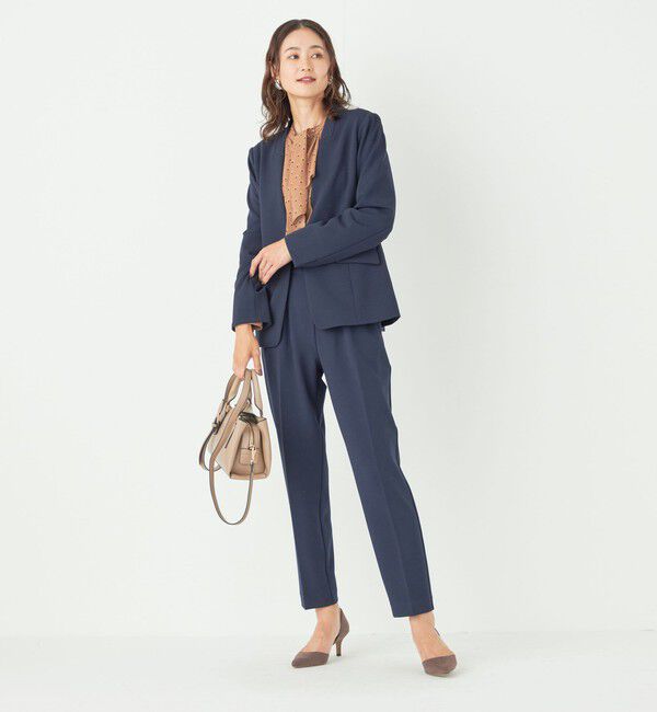 SHIPS Colors 「SHIPS Colors:ストレッチ ジョーゼット Vカラー ジャケット2(セットアップ対応可能)◇」|ノーカラージャケット|