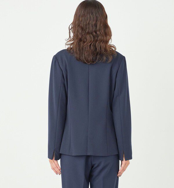 SHIPS Colors 「SHIPS Colors:ストレッチ ジョーゼット Vカラー ジャケット2(セットアップ対応可能)◇」|ノーカラージャケット|