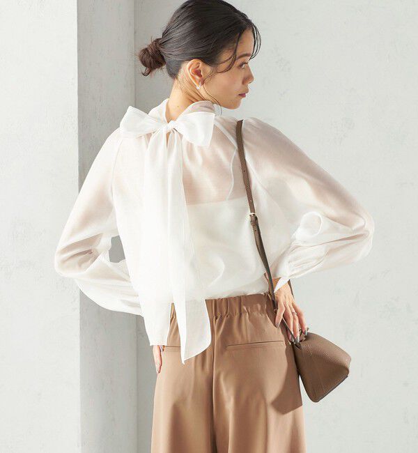 SHIPS for women「《一部追加予約》〈手洗い可能〉オーガンジー リボン ブラウス」|シャツ・ブラウス|