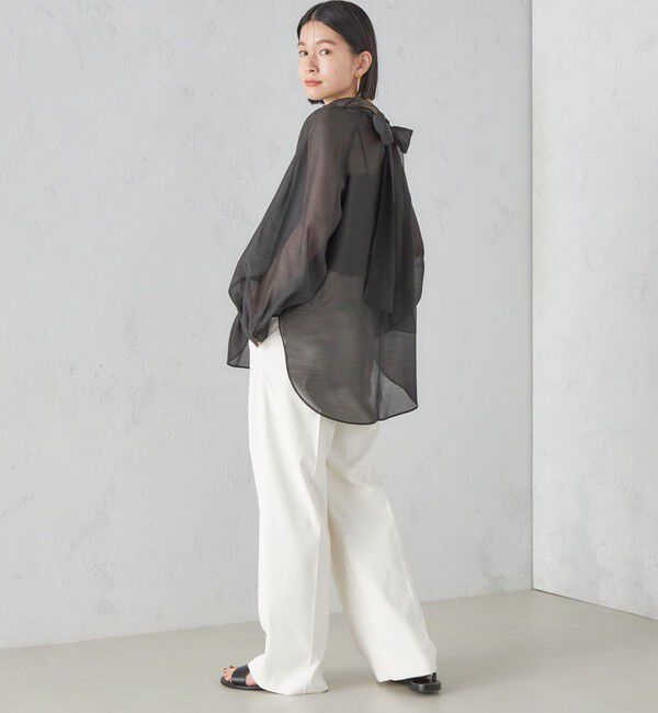 SHIPS for women「《一部追加予約》〈手洗い可能〉オーガンジー リボン ブラウス」|シャツ・ブラウス|