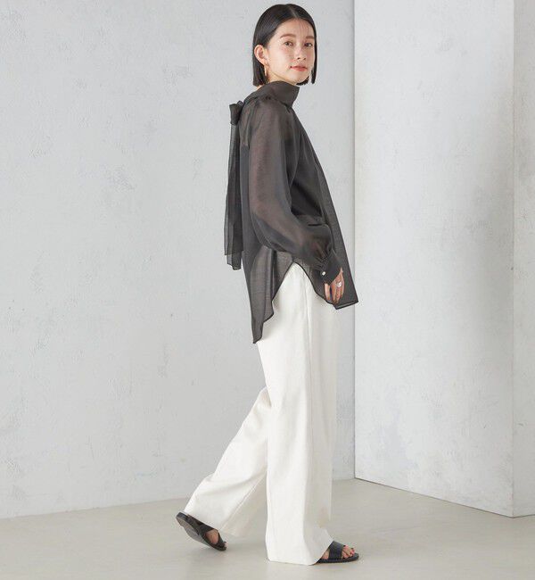 SHIPS for women「《一部追加予約》〈手洗い可能〉オーガンジー リボン ブラウス」|シャツ・ブラウス|