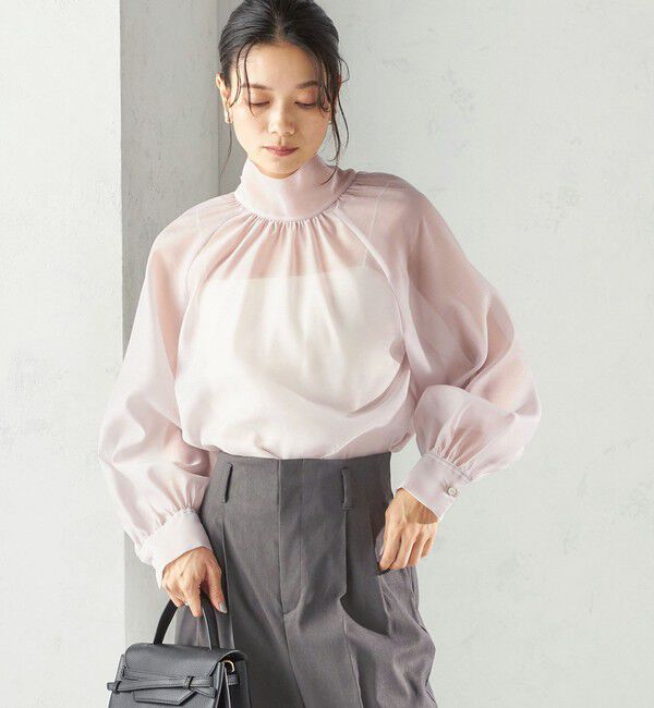 SHIPS for women「《一部追加予約》〈手洗い可能〉オーガンジー リボン ブラウス」|シャツ・ブラウス|