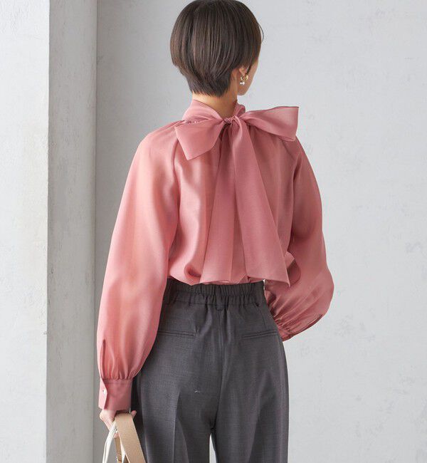 SHIPS for women「《一部追加予約》〈手洗い可能〉オーガンジー リボン ブラウス」|シャツ・ブラウス|