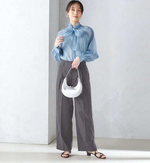 SHIPS for women「《一部追加予約》〈手洗い可能〉オーガンジー リボン ブラウス」|シャツ・ブラウス|