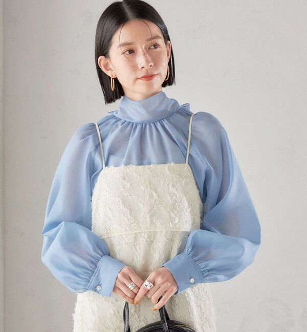 SHIPS for women「《一部追加予約》〈手洗い可能〉オーガンジー リボン ブラウス」|シャツ・ブラウス|