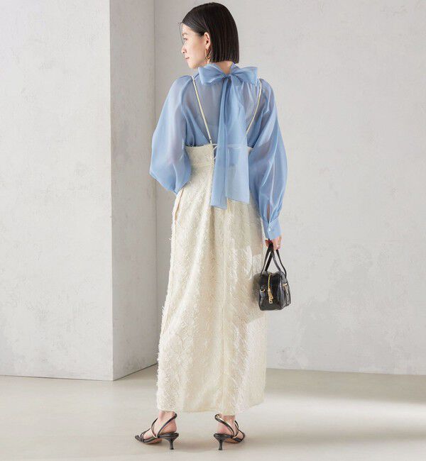 SHIPS for women「《一部追加予約》〈手洗い可能〉オーガンジー リボン ブラウス」|シャツ・ブラウス|