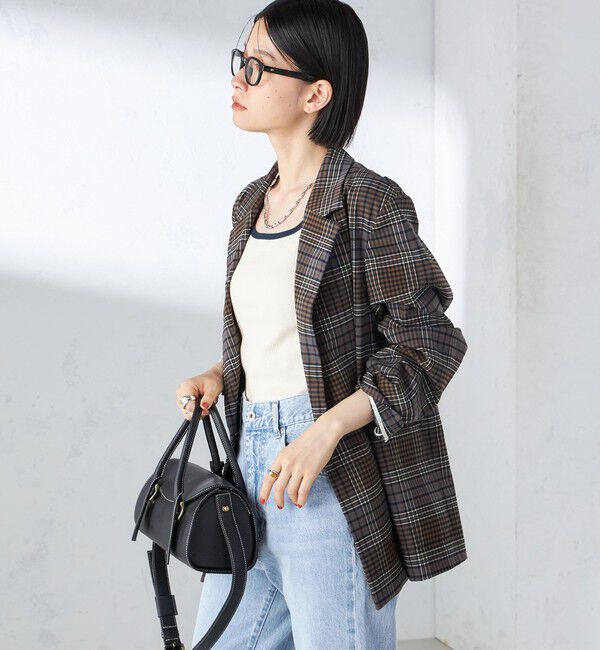 SHIPS for women「〈手洗い可能〉ウール混 チェック ダブルボタン ジャケット」|テーラードジャケット|