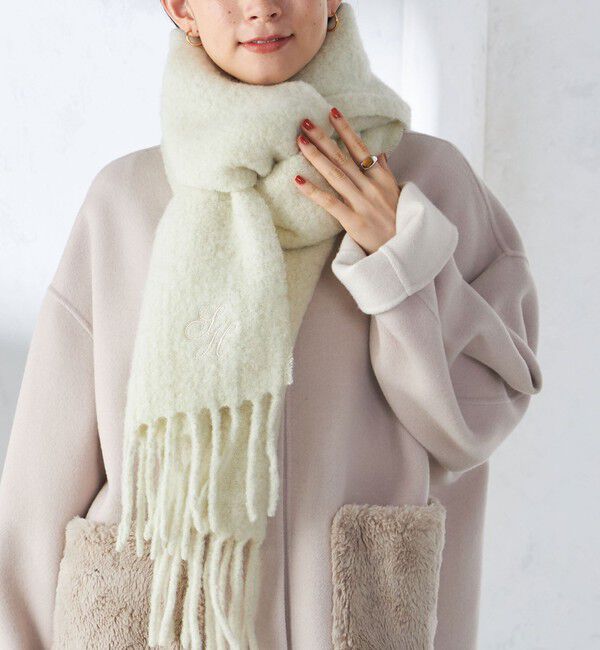 SHIPS for women「刺繍 モへヤ ミックス マフラー」|マフラー|オフホワイト