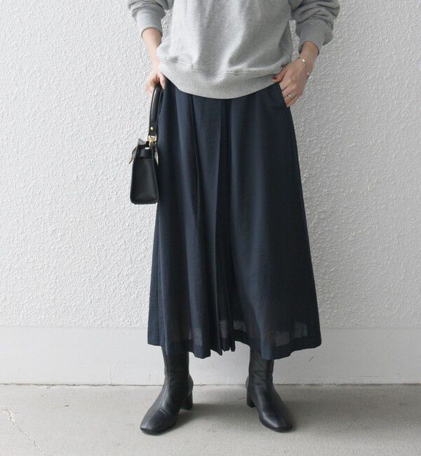 SHIPS any「SHIPS any:〈手洗い可能〉ヴィンテージサテン ランダムタック フレア スカート」|スカート|