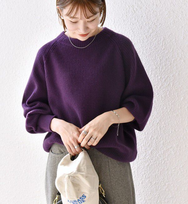 SHIPS any「SHIPS any:〈手洗い可能〉AQUA カシミヤ ミックス ハイネック ニット」|ニット・セーター|パープル