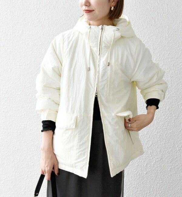 SHIPS any「SHIPS any:〈撥水加工〉中綿 パフ ダブルジップ フーディ ブルゾン」|ブルゾン・スタジャン|