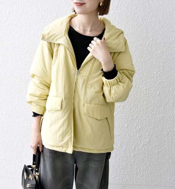 SHIPS any「SHIPS any:〈撥水加工〉中綿 パフ ダブルジップ フーディ ブルゾン」|ブルゾン・スタジャン|