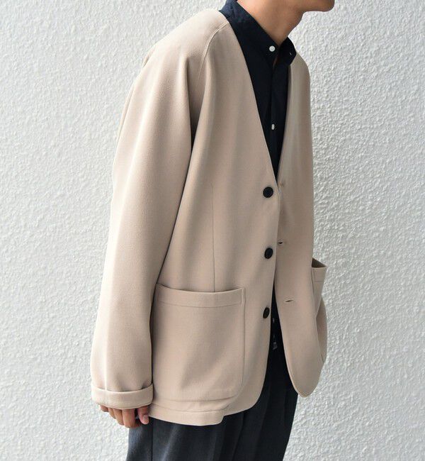 SHIPS any「SHIPS any: 〈洗濯機可能〉ソフトダンボール ウォーム ノーカラー リラックス ジャケット◇」|ノーカラージャケット|