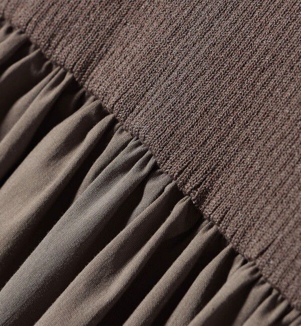 SHIPS for women「〈手洗い可能〉リブ ニット 長袖 &times; 布帛 ギャザー スカート ワンピース」|ワンピース|