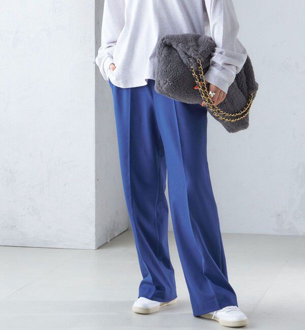 SHIPS for women「〈手洗い可能〉両面起毛 セミフレア パンツ」|その他|ブルー