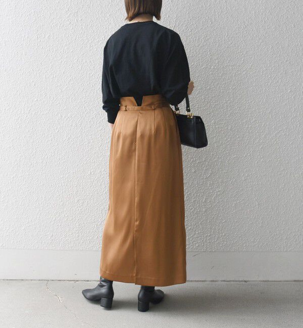 SHIPS any「SHIPS any:〈手洗い可能〉サテン ラップデザイン ロング タイト スカート」|タイト|