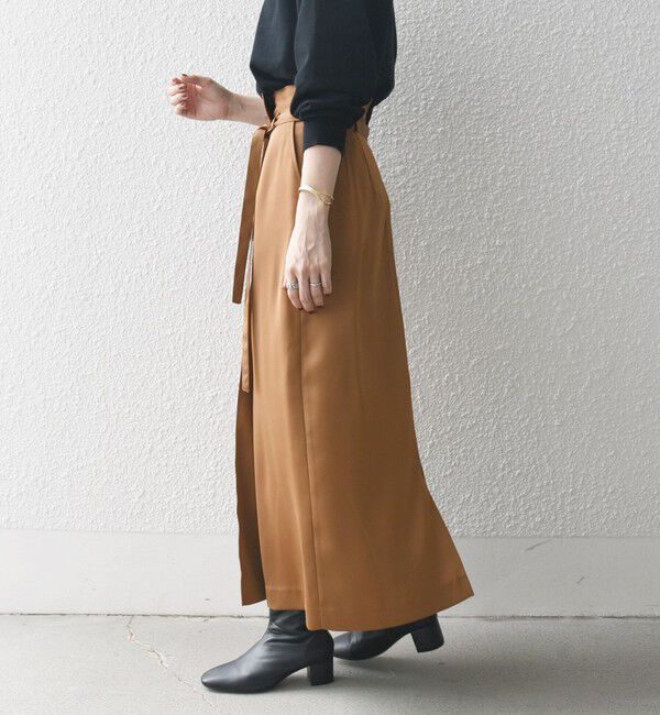 SHIPS any「SHIPS any:〈手洗い可能〉サテン ラップデザイン ロング タイト スカート」|タイト|