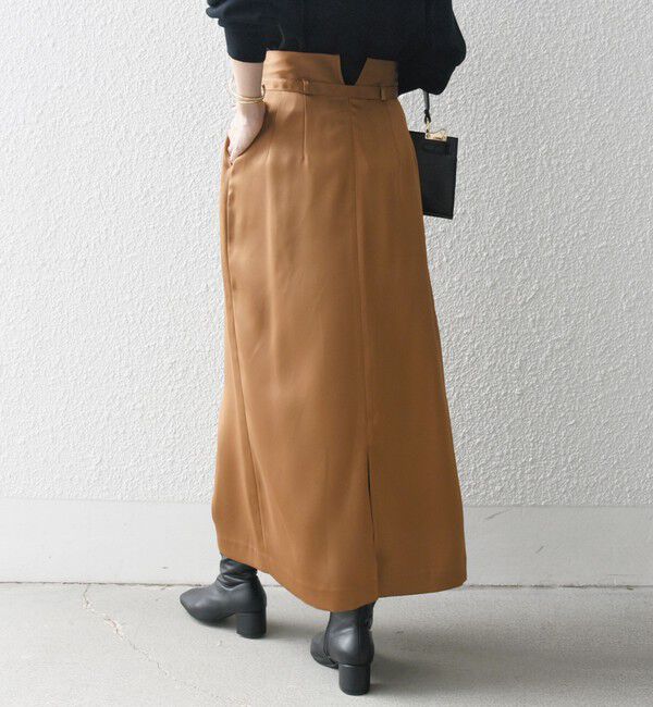 SHIPS any「SHIPS any:〈手洗い可能〉サテン ラップデザイン ロング タイト スカート」|タイト|