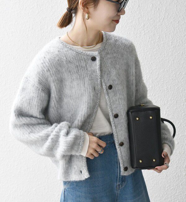 SHIPS any「SHIPS any:〈手洗い可能〉シャギー クルーネック ニット カーディガン」|カーディガン|ライトグレー