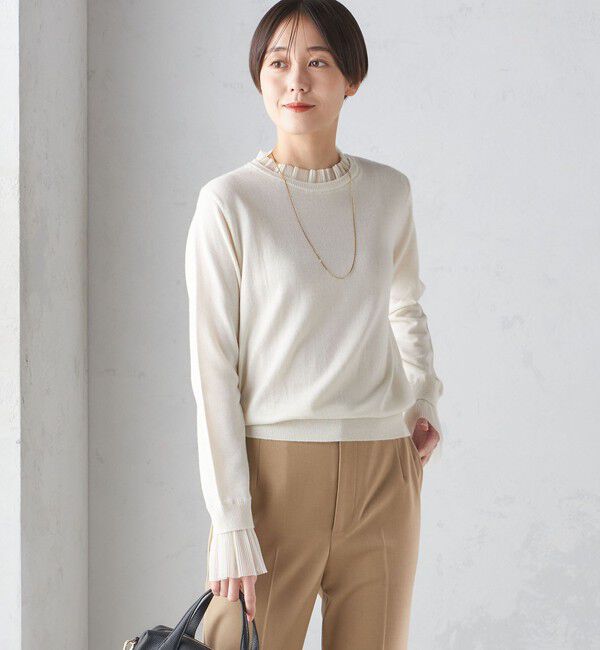 SHIPS for women「〈手洗い可能〉オーガンジー プリーツ ハイゲージ ニット」|ニット・セーター|