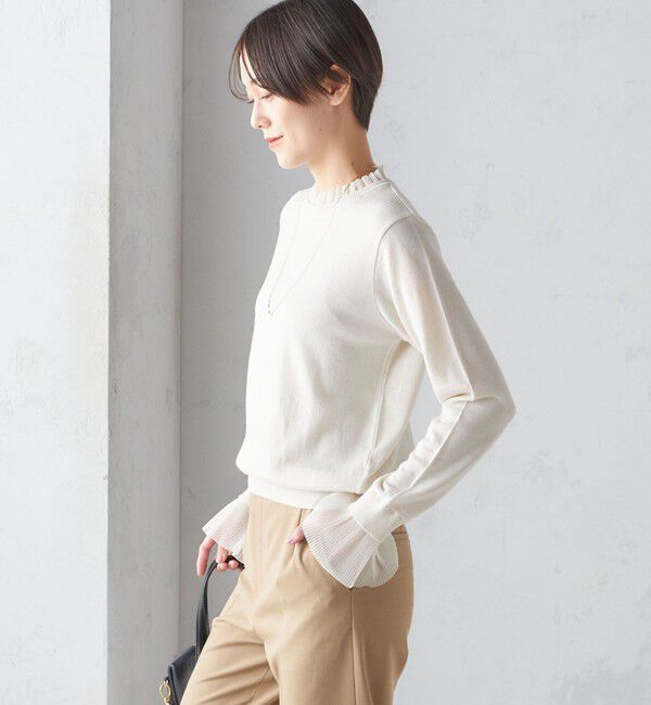 SHIPS for women「〈手洗い可能〉オーガンジー プリーツ ハイゲージ ニット」|ニット・セーター|