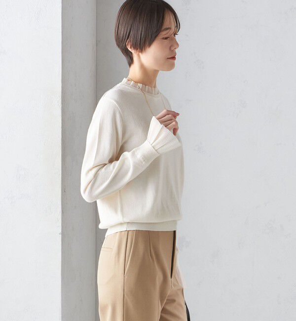 SHIPS for women「〈手洗い可能〉オーガンジー プリーツ ハイゲージ ニット」|ニット・セーター|