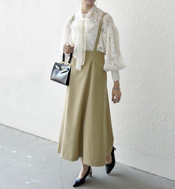 SHIPS any「SHIPS any:〈洗濯機可能〉オックス フレア サスペンダースカート［NAVY BLUE］」|スカート|