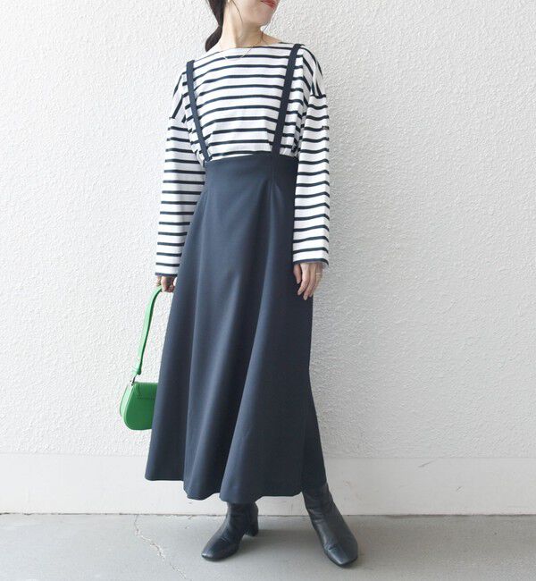 SHIPS any「SHIPS any:〈洗濯機可能〉オックス フレア サスペンダースカート［NAVY BLUE］」|スカート|
