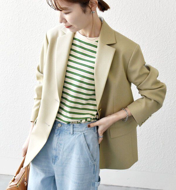 SHIPS any「SHIPS any: オックス シングル テーラード ブレザー ジャケット［NAVY BLUE］」|テーラードジャケット|ベージュ