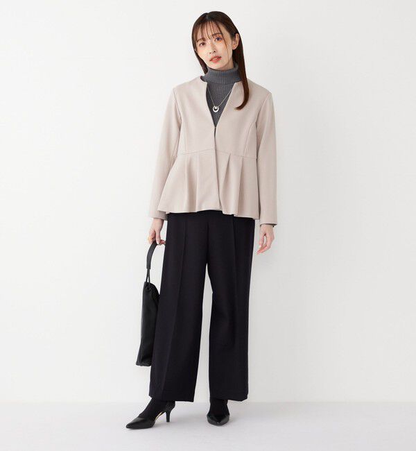 SHIPS Colors 「SHIPS Colors:ストレッチ ジョーゼット ペプラム ジャケット（セットアップ対応可能）◇」|ノーカラージャケット|