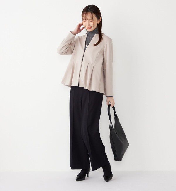 SHIPS Colors 「SHIPS Colors:ストレッチ ジョーゼット ペプラム ジャケット（セットアップ対応可能）◇」|ノーカラージャケット|