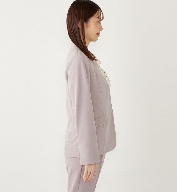 SHIPS Colors 「SHIPS Colors:ストレッチ ジョーゼット Vカラージャケット3 （セットアップ対応可能）◇」|ノーカラージャケット|