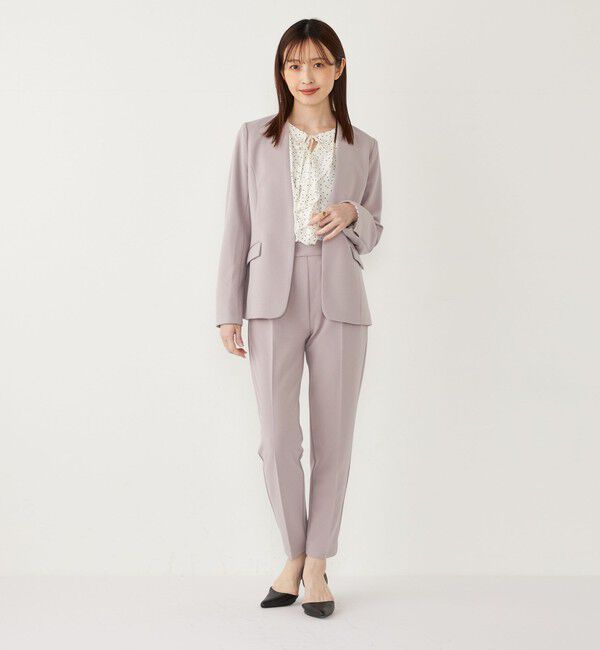 SHIPS Colors 「SHIPS Colors:ストレッチ ジョーゼット Vカラージャケット3 （セットアップ対応可能）◇」|ノーカラージャケット|