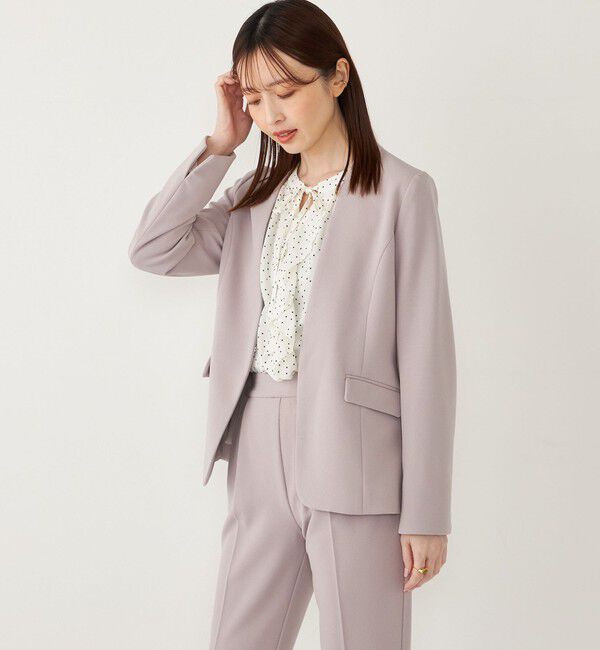 SHIPS Colors 「SHIPS Colors:ストレッチ ジョーゼット Vカラージャケット3 （セットアップ対応可能）◇」|ノーカラージャケット|