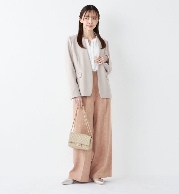 SHIPS Colors 「SHIPS Colors:ストレッチ ジョーゼット Vカラージャケット3 （セットアップ対応可能）◇」|ノーカラージャケット|