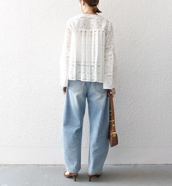 SHIPS any「SHIPS any:〈手洗い可能〉フラワーレース エンブロイダリー フレア シアー ブラウス」|シャツ・ブラウス|