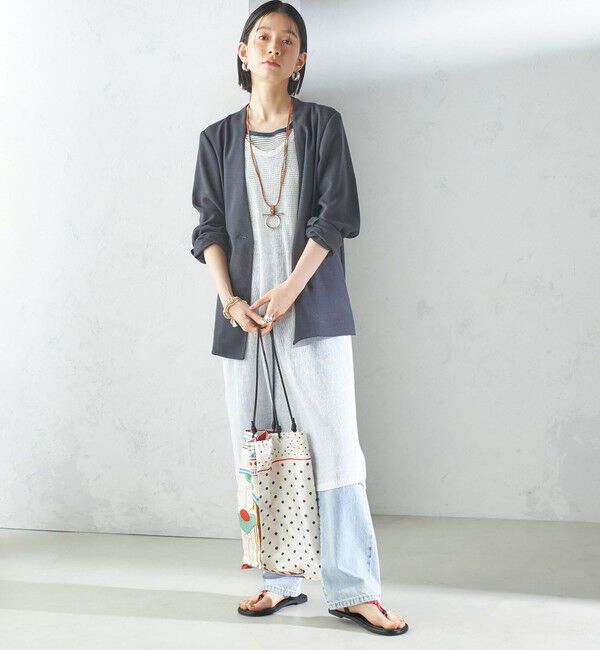 SHIPS for women「〈手洗い可能〉Asami 麻調合繊 カラーレス ジャケット」|ノーカラージャケット|