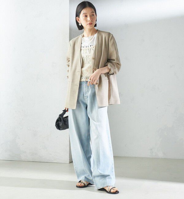SHIPS for women「〈手洗い可能〉Asami 麻調合繊 カラーレス ジャケット」|ノーカラージャケット|