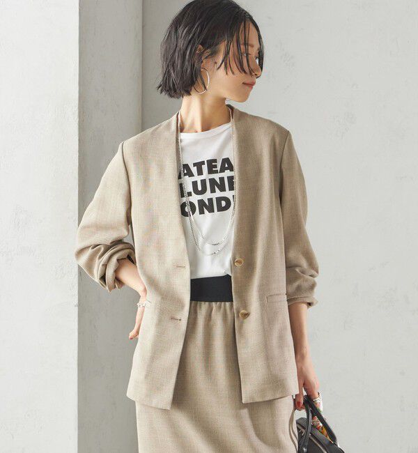 SHIPS for women「〈手洗い可能〉Asami 麻調合繊 カラーレス ジャケット」|ノーカラージャケット|