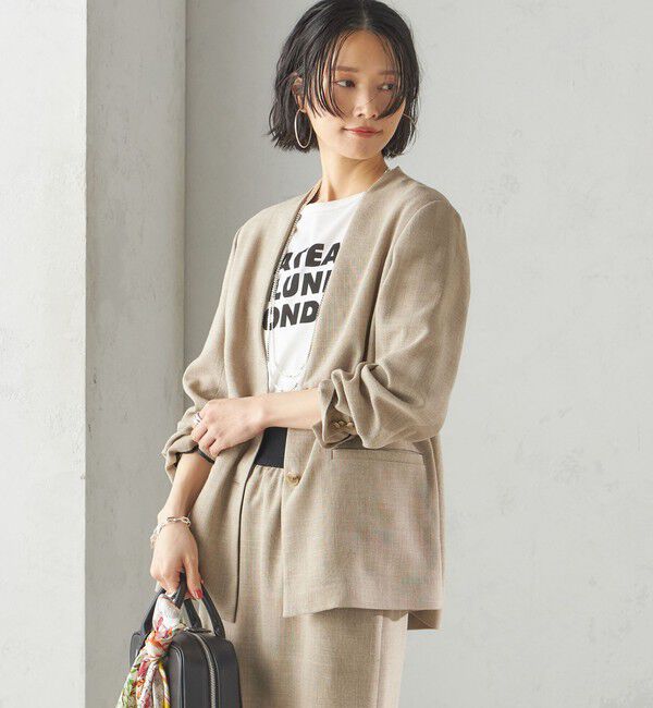 SHIPS for women「〈手洗い可能〉Asami 麻調合繊 カラーレス ジャケット」|ノーカラージャケット|