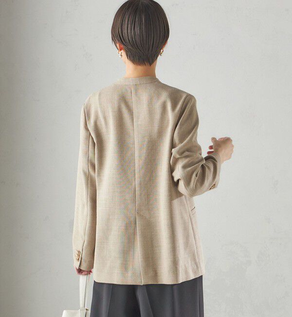 SHIPS for women「〈手洗い可能〉Asami 麻調合繊 カラーレス ジャケット」|ノーカラージャケット|