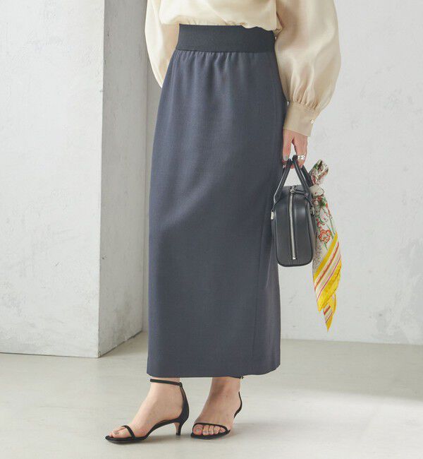 SHIPS for women「〈手洗い可能〉Asami 麻調合繊 ウエスト リブ タイト スカート」|タイト|