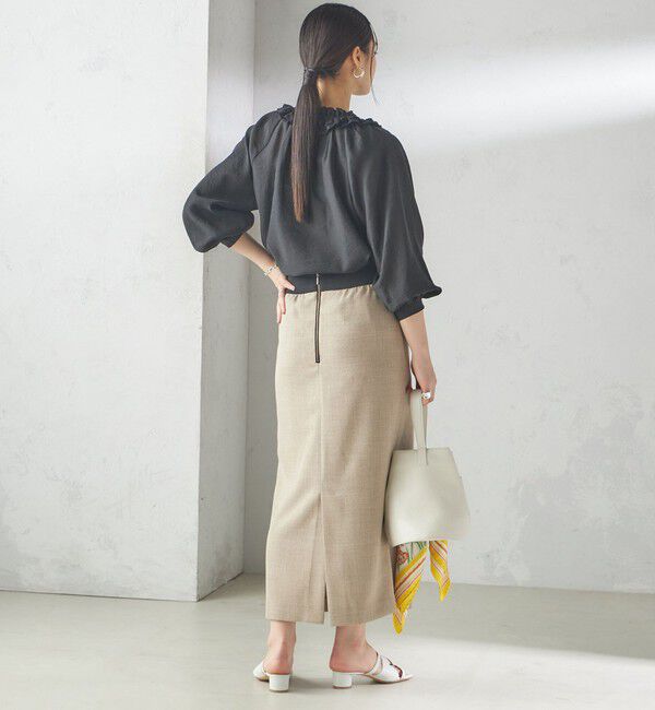 SHIPS for women「〈手洗い可能〉Asami 麻調合繊 ウエスト リブ タイト スカート」|タイト|