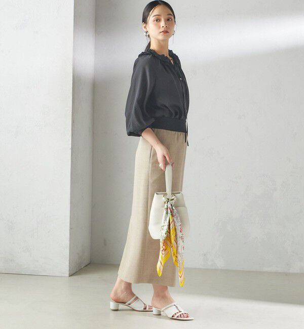 SHIPS for women「〈手洗い可能〉Asami 麻調合繊 ウエスト リブ タイト スカート」|タイト|