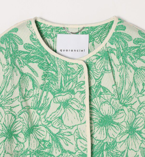 quaranciel「quaranciel: フラワー ジャカード パイピング ノーカラー ジャケット」|ノーカラージャケット|